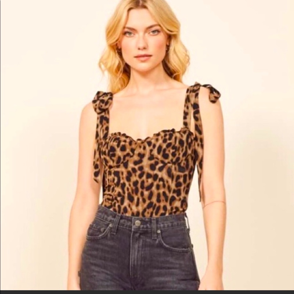 Reformation Blanca Top in Leopard